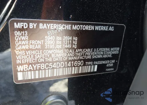 2013 BMW 750Li xDrive from USA, damaged, VIN WBAYF8C54DD141690